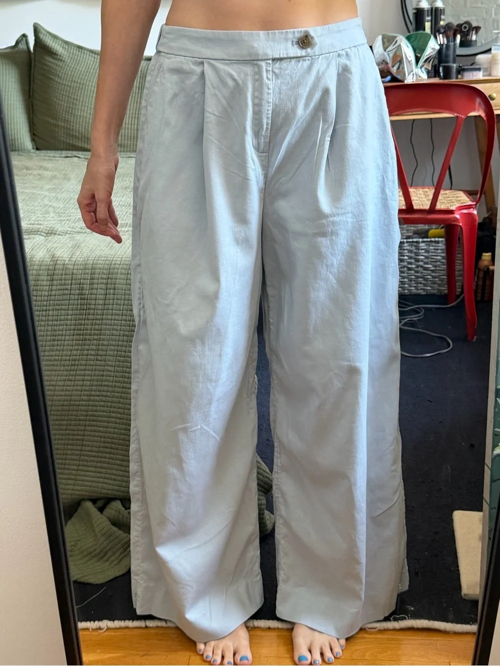 Light blue, wide leg, linen pants from Banana Republic Factory
